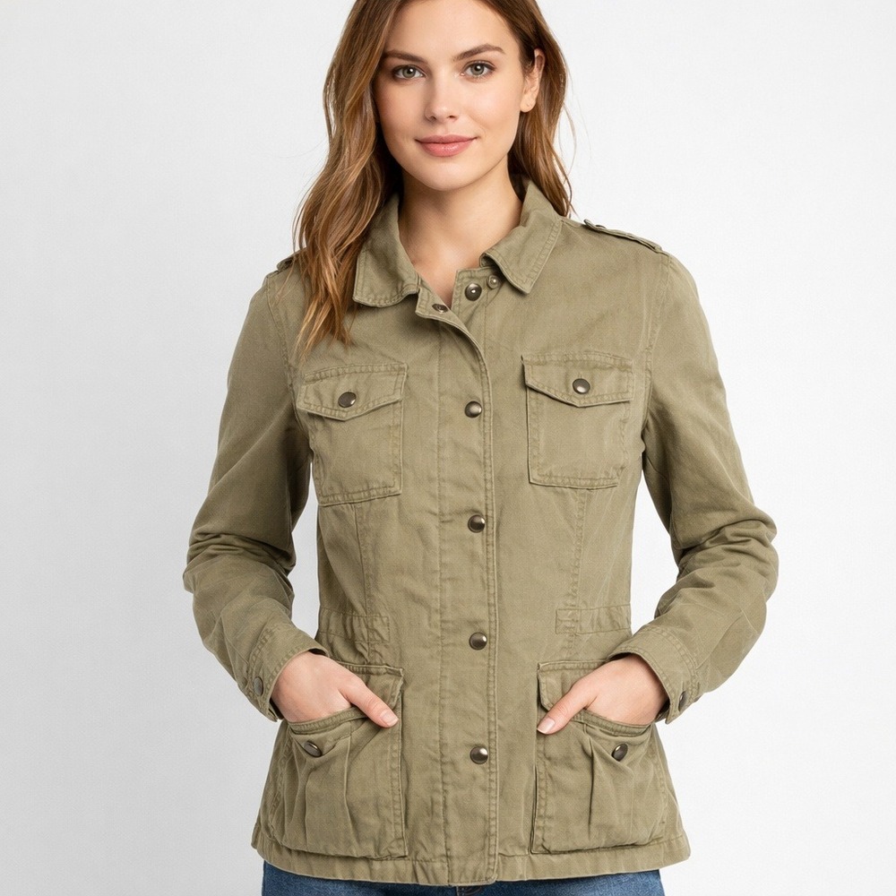 Banana Republic Utility Jacket Small Olive Green Cotton Military Safari Minimali